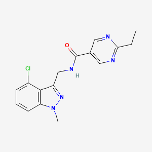 molecular formula C16H16ClN5O B5581156 N-[(4-chloro-1-methyl-1H-indazol-3-yl)methyl]-2-ethyl-5-pyrimidinecarboxamide 