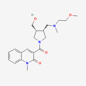 molecular formula C21H29N3O4 B5581212 3-[((3R*,4R*)-3-(hydroxymethyl)-4-{[(2-methoxyethyl)(methyl)amino]methyl}pyrrolidin-1-yl)carbonyl]-1-methylquinolin-2(1H)-one 