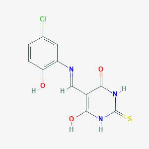 5-{[(5-CHLORO-2-HYDROXYPHENYL)AMINO]METHYLIDENE}-2-SULFANYLIDENE-1,3-DIAZINANE-4,6-DIONE