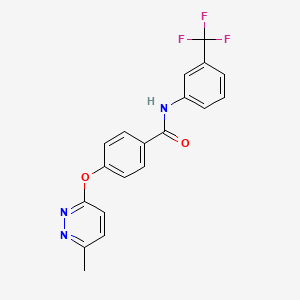 molecular formula C19H14F3N3O2 B5581232 4-[(6-methyl-3-pyridazinyl)oxy]-N-[3-(trifluoromethyl)phenyl]benzamide 