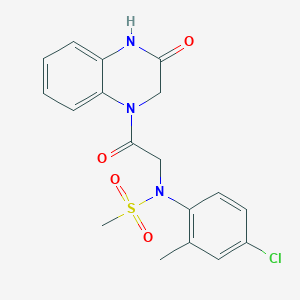 molecular formula C18H18ClN3O4S B5581259 N-(4-chloro-2-methylphenyl)-N-[2-oxo-2-(3-oxo-3,4-dihydro-1(2H)-quinoxalinyl)ethyl]methanesulfonamide 