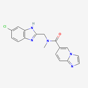 molecular formula C17H14ClN5O B5581322 N-[(5-chloro-1H-benzimidazol-2-yl)methyl]-N-methylimidazo[1,2-a]pyridine-6-carboxamide 