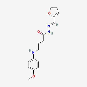 molecular formula C16H19N3O3 B5581325 N'-(2-furylmethylene)-4-[(4-methoxyphenyl)amino]butanohydrazide 