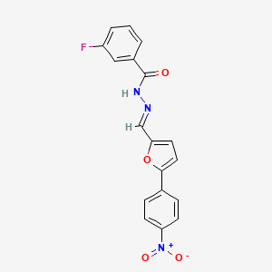 molecular formula C18H12FN3O4 B5581351 3-氟-N'-{[5-(4-硝基苯基)-2-呋喃基]亚甲基}苯甲酰肼 