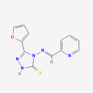 molecular formula C12H9N5OS B5581453 5-(2-furyl)-4-[(2-pyridinylmethylene)amino]-4H-1,2,4-triazole-3-thiol 