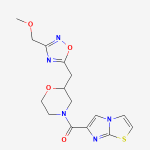 molecular formula C15H17N5O4S B5581455 6-[(2-{[3-(甲氧基甲基)-1,2,4-恶二唑-5-基]甲基}-4-吗啉基)羰基]咪唑并[2,1-b][1,3]噻唑 