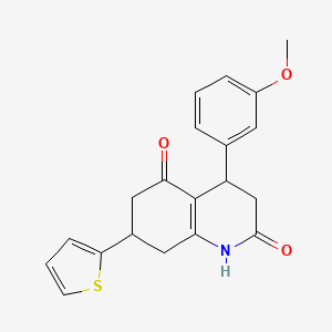 molecular formula C20H19NO3S B5581487 4-(3-methoxyphenyl)-7-(2-thienyl)-4,6,7,8-tetrahydro-2,5(1H,3H)-quinolinedione 