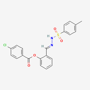 molecular formula C21H17ClN2O4S B5581613 2-{2-[(4-methylphenyl)sulfonyl]carbonohydrazonoyl}phenyl 4-chlorobenzoate 