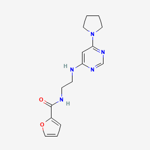 molecular formula C15H19N5O2 B5581625 N-(2-{[6-(1-pyrrolidinyl)-4-pyrimidinyl]amino}ethyl)-2-furamide 