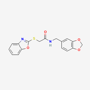 N-(1,3-benzodioxol-5-ylmethyl)-2-(1,3-benzoxazol-2-ylthio)acetamide