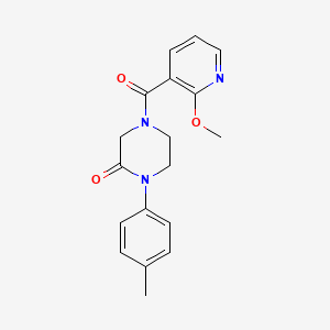 molecular formula C18H19N3O3 B5581777 4-[(2-methoxy-3-pyridinyl)carbonyl]-1-(4-methylphenyl)-2-piperazinone 