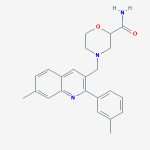 4-{[7-methyl-2-(3-methylphenyl)-3-quinolinyl]methyl}-2-morpholinecarboxamide