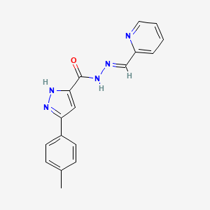 molecular formula C17H15N5O B5581996 3-(4-methylphenyl)-N'-(2-pyridinylmethylene)-1H-pyrazole-5-carbohydrazide 