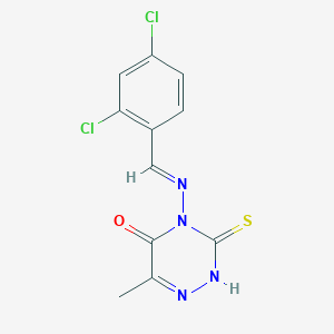 4-[(2,4-dichlorobenzylidene)amino]-6-methyl-3-thioxo-3,4-dihydro-1,2,4-triazin-5(2H)-one