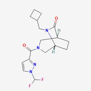 molecular formula C17H22F2N4O2 B5582050 (1S*,5R*)-6-(cyclobutylmethyl)-3-{[1-(difluoromethyl)-1H-pyrazol-3-yl]carbonyl}-3,6-diazabicyclo[3.2.2]nonan-7-one 