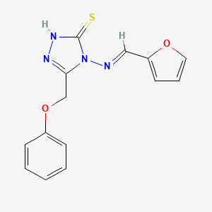 molecular formula C14H12N4O2S B5582167 4-[(2-furylmethylene)amino]-5-(phenoxymethyl)-4H-1,2,4-triazole-3-thiol 