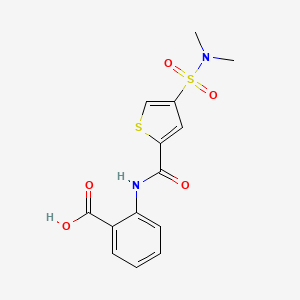 molecular formula C14H14N2O5S2 B5582202 2-[({4-[(dimethylamino)sulfonyl]-2-thienyl}carbonyl)amino]benzoic acid 