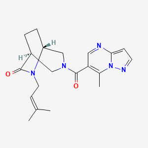 molecular formula C20H25N5O2 B5582247 (1S,5R)-6-(3-methylbut-2-enyl)-3-(7-methylpyrazolo[1,5-a]pyrimidine-6-carbonyl)-3,6-diazabicyclo[3.2.2]nonan-7-one 