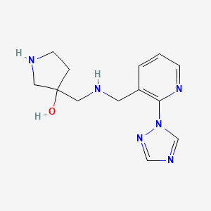 molecular formula C13H18N6O B5582283 3-[({[2-(1H-1,2,4-triazol-1-yl)-3-pyridinyl]methyl}amino)methyl]-3-pyrrolidinol dihydrochloride 