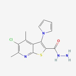 molecular formula C14H13ClN4OS B5582324 5-chloro-4,6-dimethyl-3-(1H-pyrrol-1-yl)thieno[2,3-b]pyridine-2-carbohydrazide 