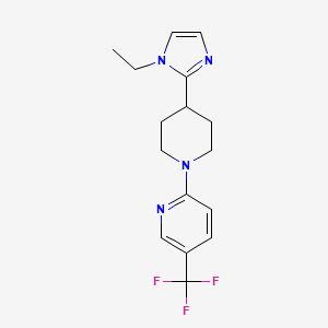 molecular formula C16H19F3N4 B5582354 2-[4-(1-ethyl-1H-imidazol-2-yl)-1-piperidinyl]-5-(trifluoromethyl)pyridine 