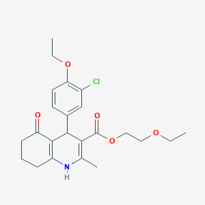 molecular formula C23H28ClNO5 B5582412 2-ethoxyethyl 4-(3-chloro-4-ethoxyphenyl)-2-methyl-5-oxo-1,4,5,6,7,8-hexahydro-3-quinolinecarboxylate 