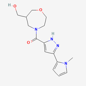 molecular formula C15H20N4O3 B5582445 (4-{[3-(1-methyl-1H-pyrrol-2-yl)-1H-pyrazol-5-yl]carbonyl}-1,4-oxazepan-6-yl)methanol 