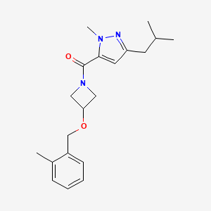 molecular formula C20H27N3O2 B5582479 3-isobutyl-1-methyl-5-({3-[(2-methylbenzyl)oxy]-1-azetidinyl}carbonyl)-1H-pyrazole 