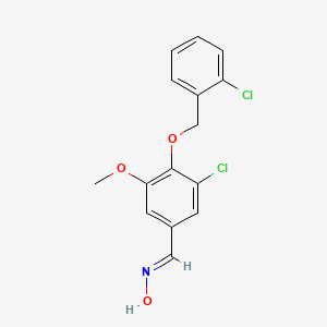 molecular formula C15H13Cl2NO3 B5582594 (NE)-N-[[3-chloro-4-[(2-chlorophenyl)methoxy]-5-methoxyphenyl]methylidene]hydroxylamine 