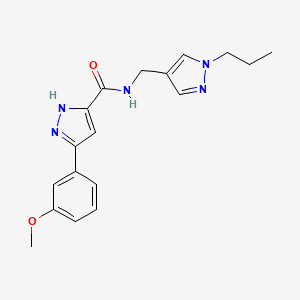 molecular formula C18H21N5O2 B5582627 3-(3-methoxyphenyl)-N-[(1-propyl-1H-pyrazol-4-yl)methyl]-1H-pyrazole-5-carboxamide 