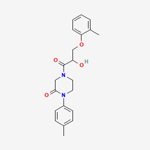 4-[2-hydroxy-3-(2-methylphenoxy)propanoyl]-1-(4-methylphenyl)-2-piperazinone