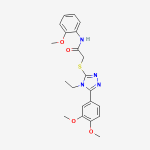 molecular formula C21H24N4O4S B5582730 2-{[5-(3,4-dimethoxyphenyl)-4-ethyl-4H-1,2,4-triazol-3-yl]sulfanyl}-N-(2-methoxyphenyl)acetamide 