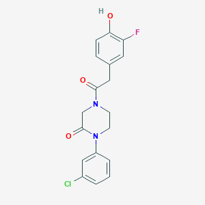 1-(3-chlorophenyl)-4-[(3-fluoro-4-hydroxyphenyl)acetyl]-2-piperazinone