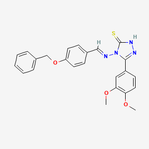 molecular formula C24H22N4O3S B5582861 4-{[4-(benzyloxy)benzylidene]amino}-5-(3,4-dimethoxyphenyl)-4H-1,2,4-triazole-3-thiol 