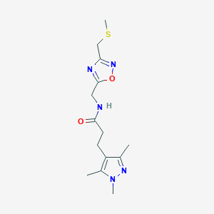 N-({3-[(methylthio)methyl]-1,2,4-oxadiazol-5-yl}methyl)-3-(1,3,5-trimethyl-1H-pyrazol-4-yl)propanamide