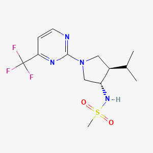 molecular formula C13H19F3N4O2S B5582929 N-{(3S*,4R*)-4-isopropyl-1-[4-(trifluoromethyl)-2-pyrimidinyl]-3-pyrrolidinyl}methanesulfonamide 