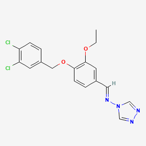 molecular formula C18H16Cl2N4O2 B5582969 N-{4-[(3,4-dichlorobenzyl)oxy]-3-ethoxybenzylidene}-4H-1,2,4-triazol-4-amine 