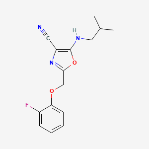 molecular formula C15H16FN3O2 B5583021 2-[(2-fluorophenoxy)methyl]-5-(isobutylamino)-1,3-oxazole-4-carbonitrile 