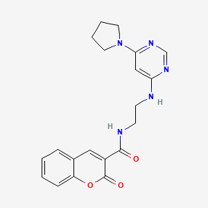 2-oxo-N-(2-{[6-(1-pyrrolidinyl)-4-pyrimidinyl]amino}ethyl)-2H-chromene-3-carboxamide