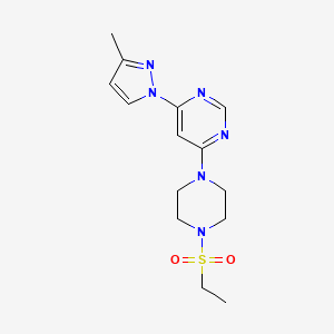 molecular formula C14H20N6O2S B5583059 4-[4-(ethylsulfonyl)-1-piperazinyl]-6-(3-methyl-1H-pyrazol-1-yl)pyrimidine 