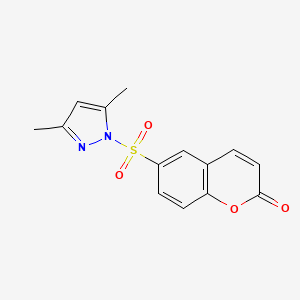 molecular formula C14H12N2O4S B5583063 6-[(3,5-dimethyl-1H-pyrazol-1-yl)sulfonyl]-2H-chromen-2-one 