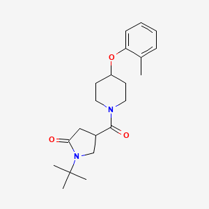 molecular formula C21H30N2O3 B5583069 1-tert-butyl-4-{[4-(2-methylphenoxy)-1-piperidinyl]carbonyl}-2-pyrrolidinone 