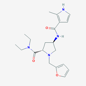 molecular formula C20H28N4O3 B5583094 (4R)-N,N-diethyl-1-(2-furylmethyl)-4-{[(2-methyl-1H-pyrrol-3-yl)carbonyl]amino}-L-prolinamide 