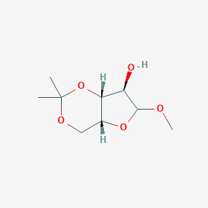 molecular formula C9H16O5 B055833 (4aR,7R,7aR)-6-methoxy-2,2-dimethyl-tetrahydro-4H-furo[3,2-d][1,3]dioxin-7-ol CAS No. 112245-59-7