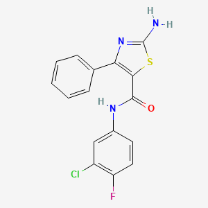 molecular formula C16H11ClFN3OS B5583395 2-amino-N-(3-chloro-4-fluorophenyl)-4-phenyl-1,3-thiazole-5-carboxamide 