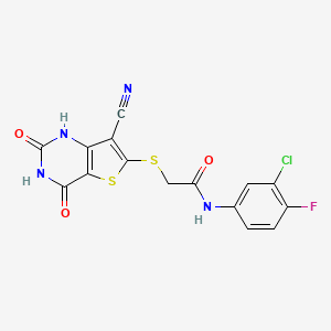 N-(3-chloro-4-fluorophenyl)-2-[(7-cyano-4-hydroxy-2-oxo-1,2-dihydrothieno[3,2-d]pyrimidin-6-yl)thio]acetamide