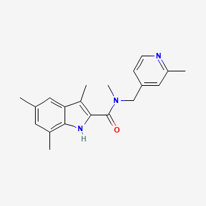 molecular formula C20H23N3O B5583589 N,3,5,7-tetramethyl-N-[(2-methyl-4-pyridinyl)methyl]-1H-indole-2-carboxamide 