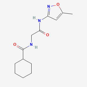 molecular formula C13H19N3O3 B5583682 N-{2-[(5-methyl-3-isoxazolyl)amino]-2-oxoethyl}cyclohexanecarboxamide 