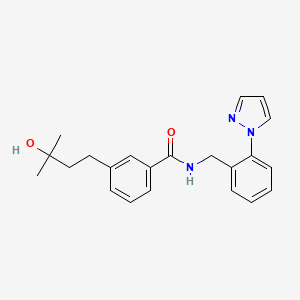 molecular formula C22H25N3O2 B5583728 3-(3-hydroxy-3-methylbutyl)-N-[2-(1H-pyrazol-1-yl)benzyl]benzamide 