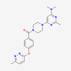 molecular formula C23H27N7O2 B5583749 N,N,2-trimethyl-6-(4-{4-[(6-methyl-3-pyridazinyl)oxy]benzoyl}-1-piperazinyl)-4-pyrimidinamine 